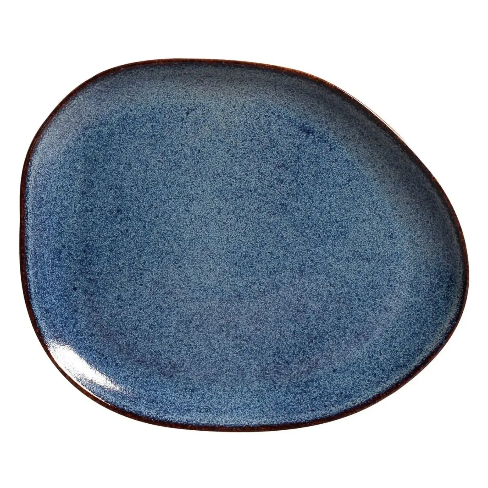 Prato Raso Oval Titanium em Stoneware Azul 31x24CM Porto Brasil
