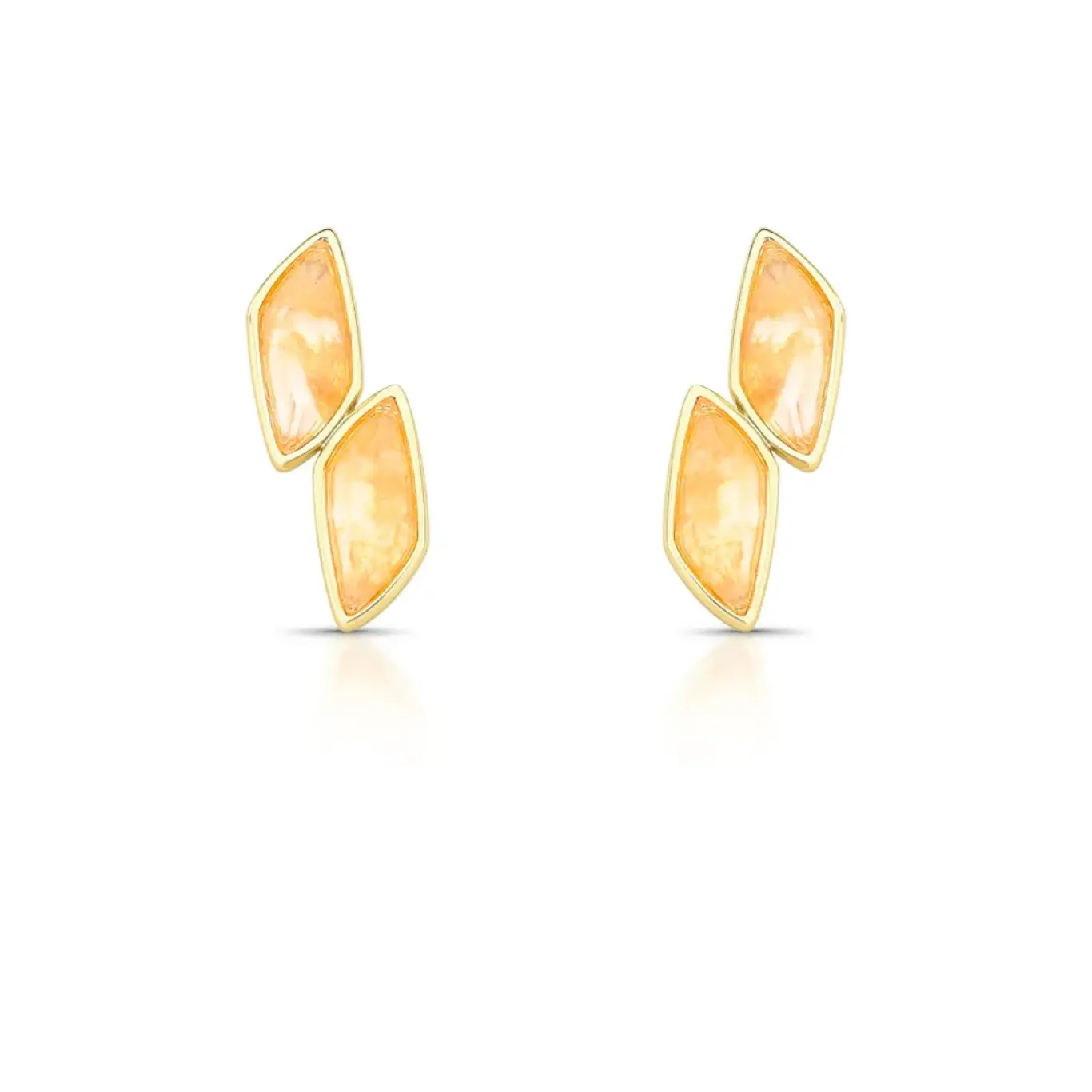 Brinco Pedras Navetes Rutilo Folheado a Ouro 18k