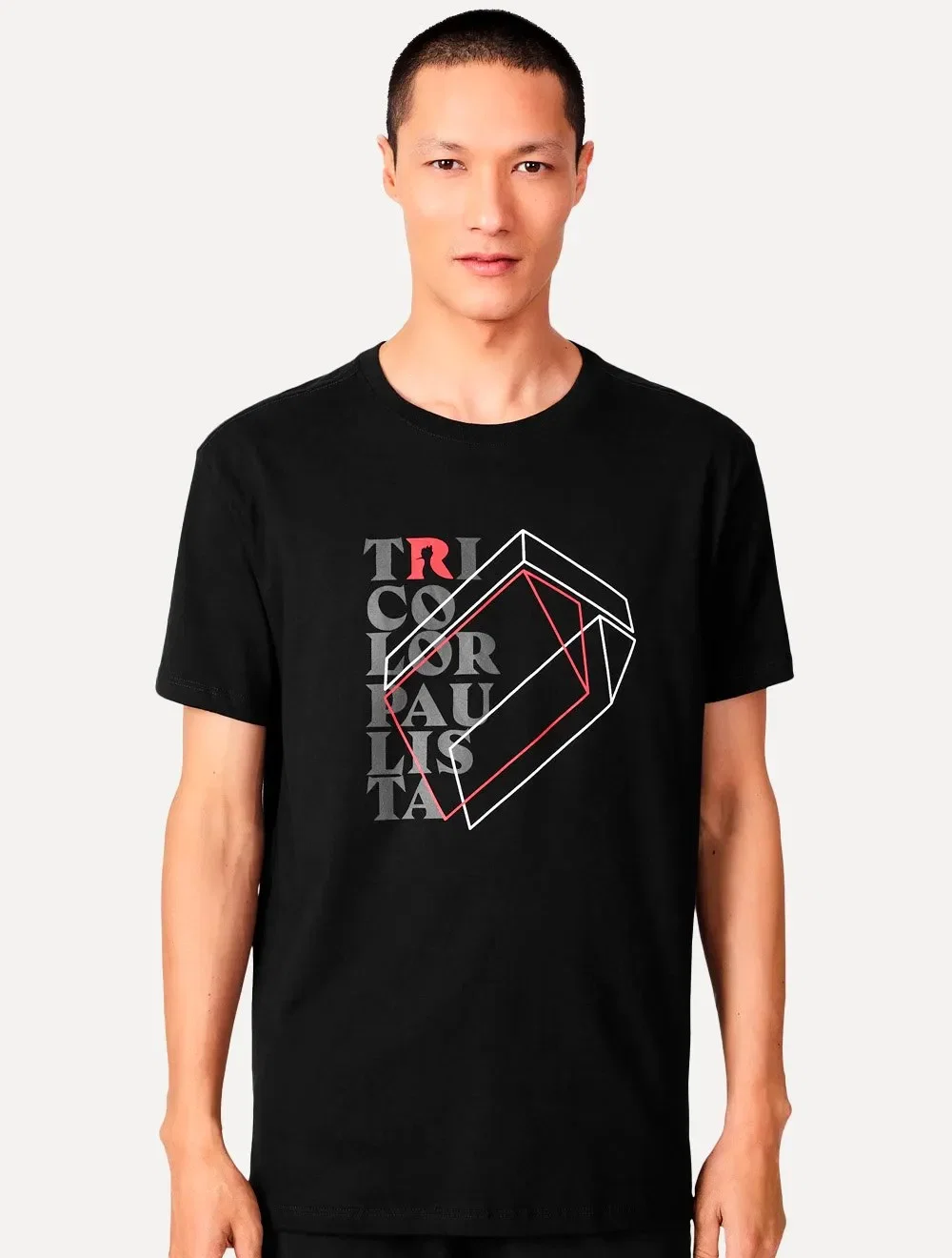 Camiseta Reserva Masculina SPFC 3D Shield Preta — imagem 1