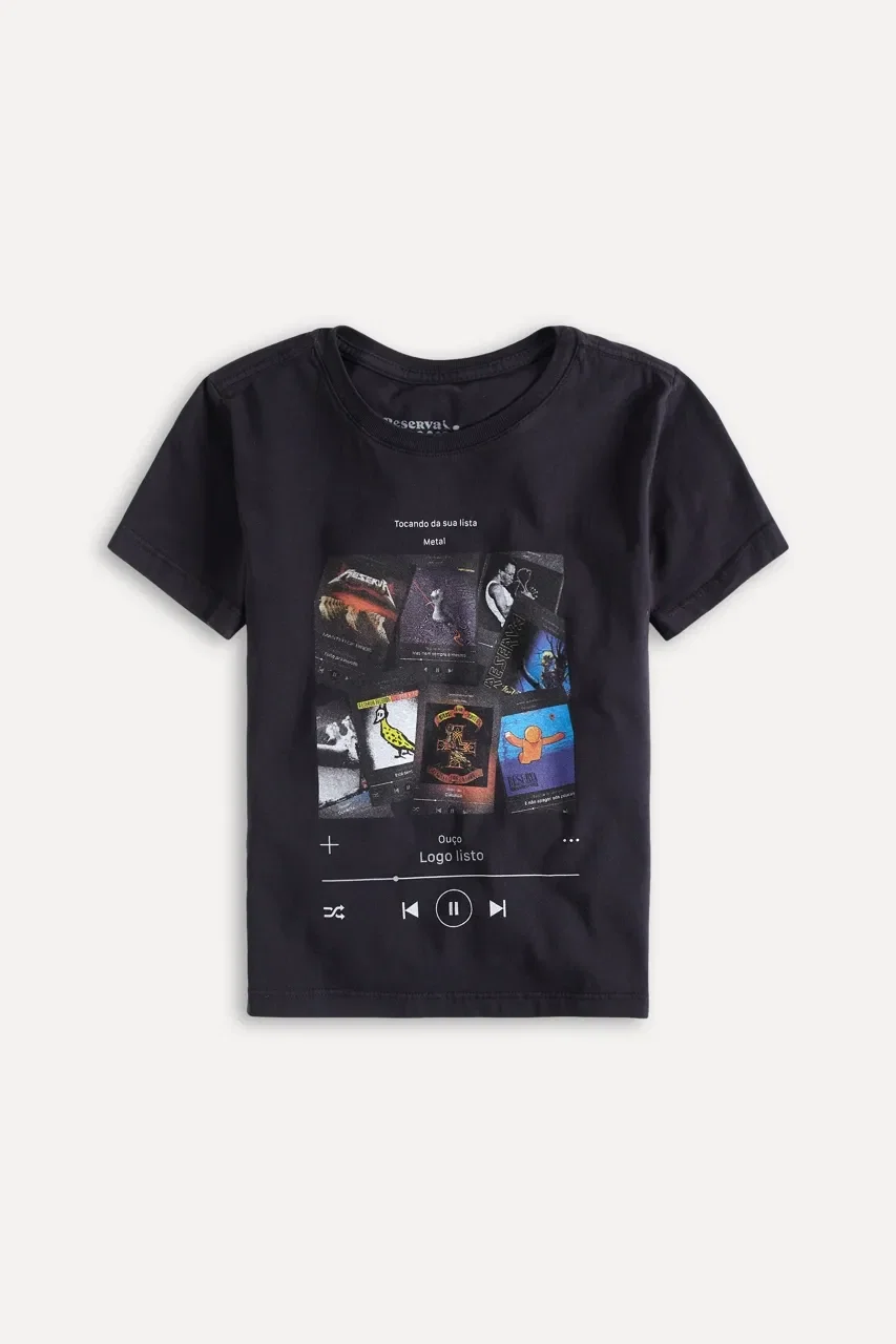 Camiseta Mini Pf Estampada Playlist Rock