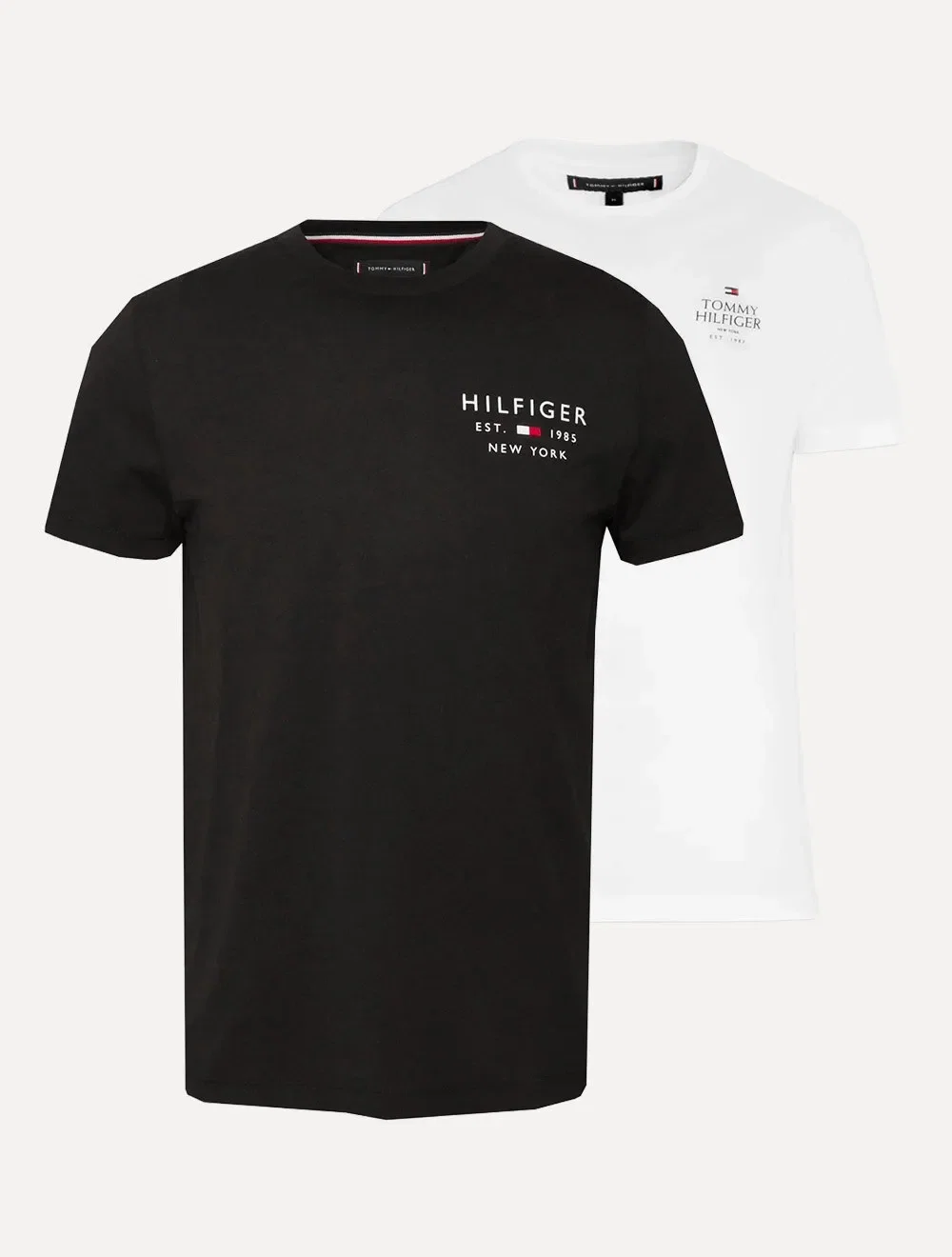 Kit Camisetas Tommy Hilfiger | Masculina Stack / Small Logo Branca / Preta