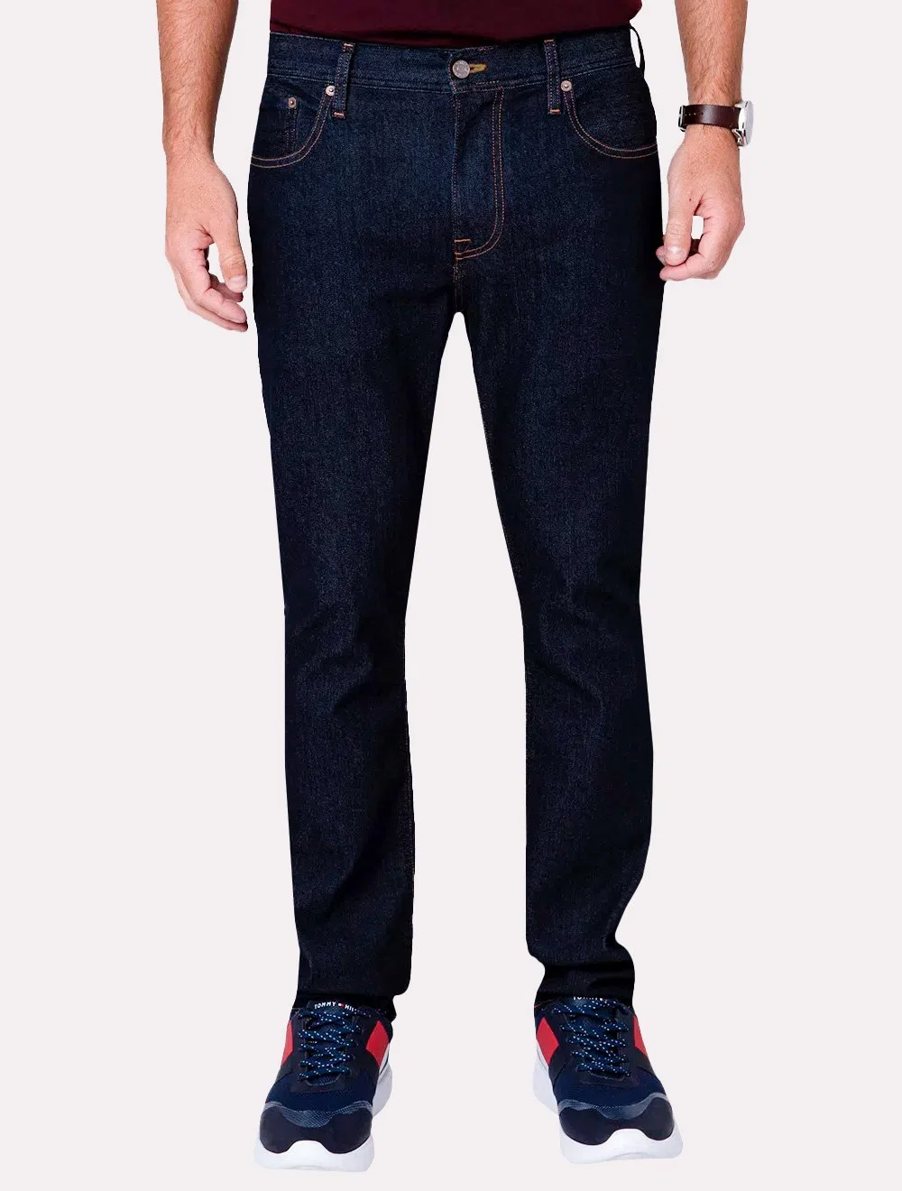 Calça Tommy Hilfiger Jeans Masculina Straight Denton Ohio Escura