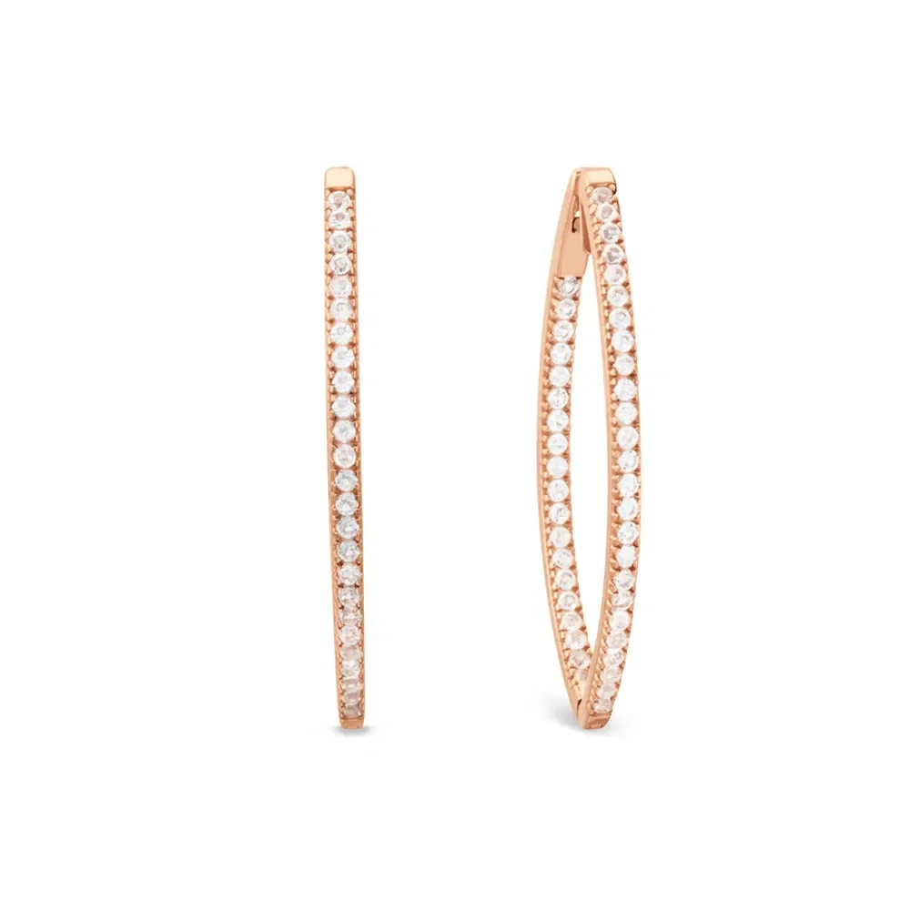 Argola Navete em Ouro Rosé 18k com Topázios Incolores, 39mm — imagem 1
