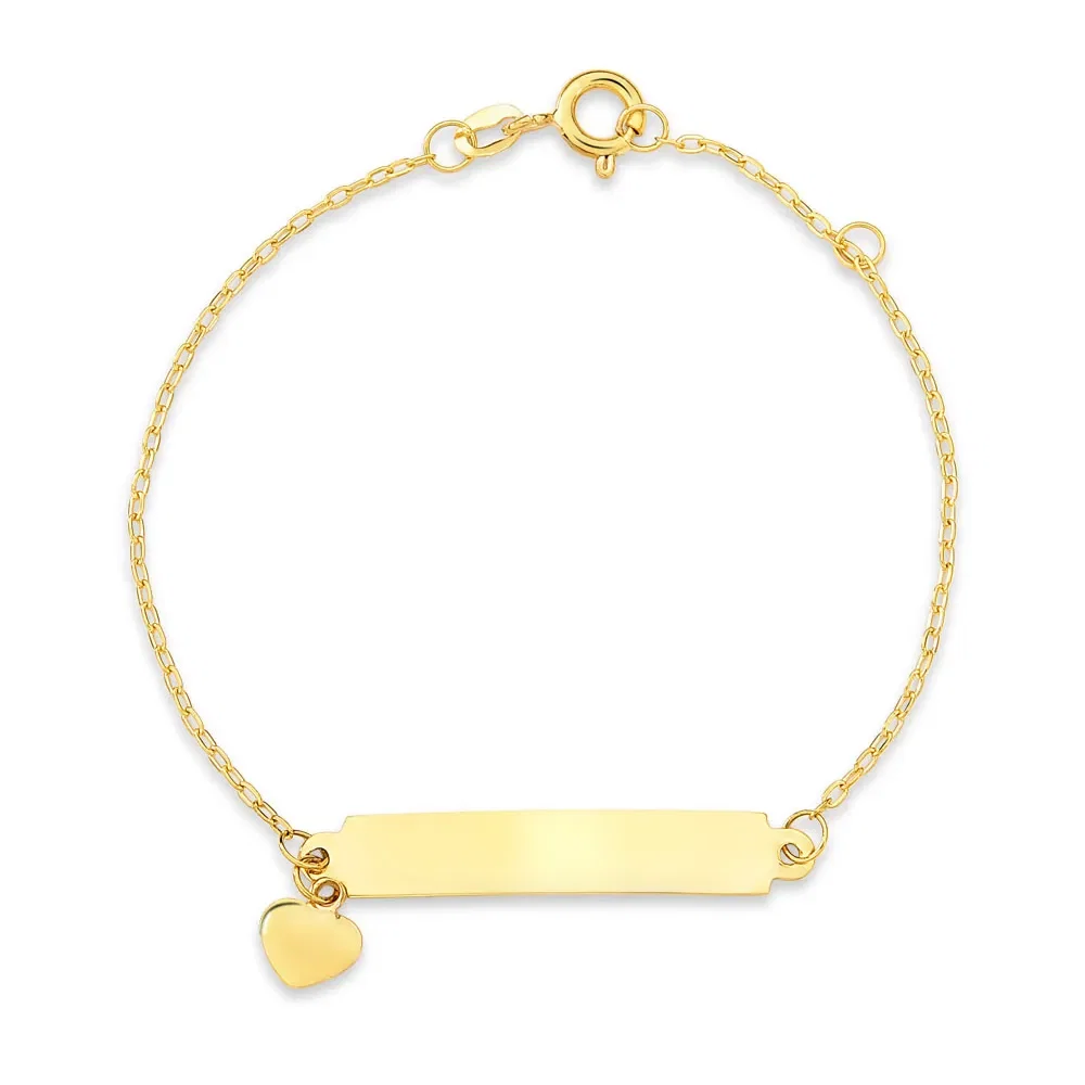 Pulseira Baby Personalizável com Coração em Ouro Amarelo 18k