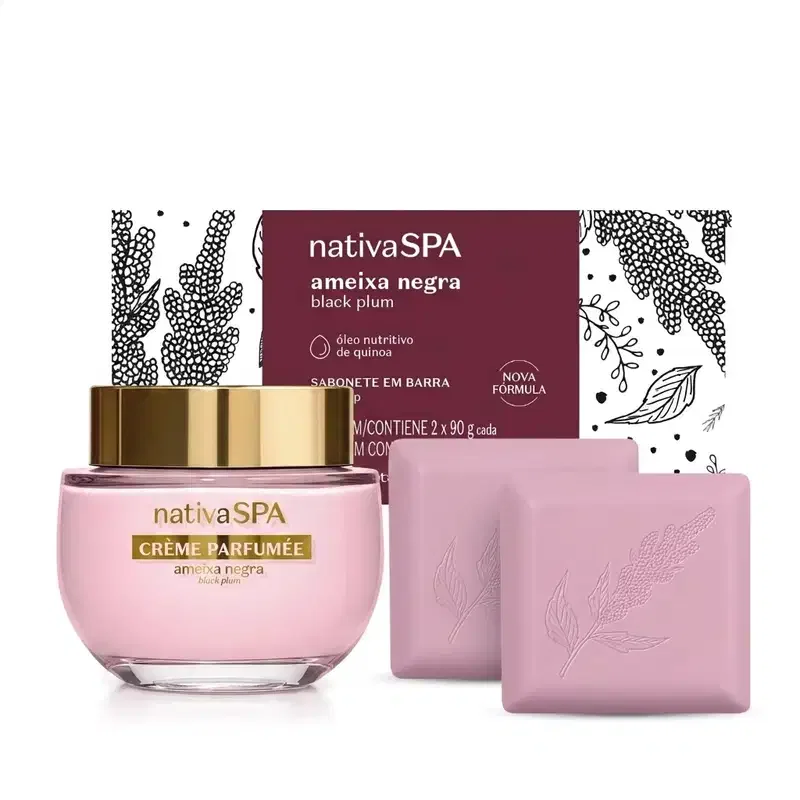Combo Nativa SPA Ameixa Negra: Crème Parfumèe Ultra Perfumado 200g + Sabonete Em Barra 2x90g
