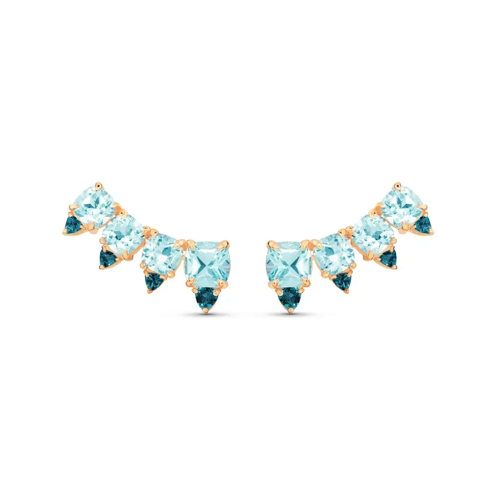 Brinco Ear Cuff Sirena em Ouro Rosé 18k com Topázios Sky e Topázios London — imagem 1