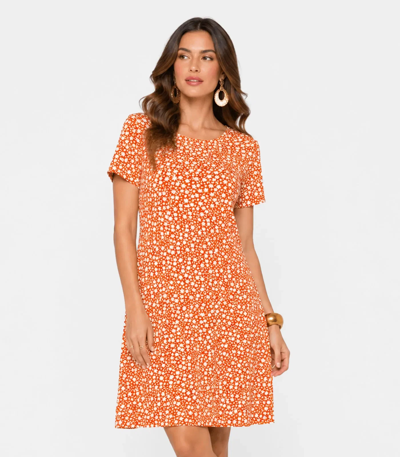 Vestido Feminino Estampado Select Laranja — imagem 1