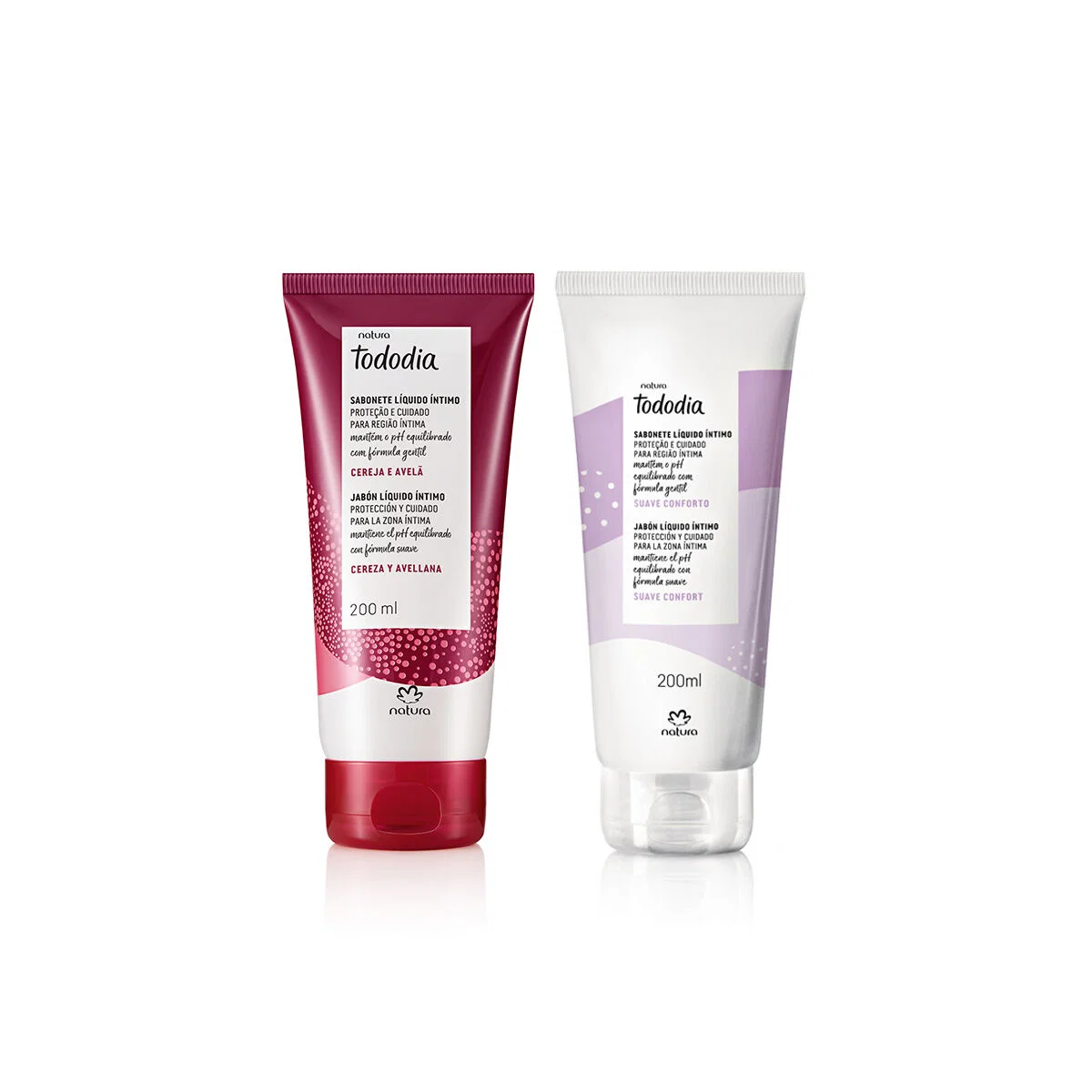 Kit Sabonete Líquido Íntimo Tododia Suave Conforto e Cereja e Avelã 2 produtos de 200 ml