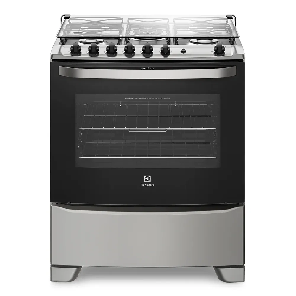 Fogão 5 Bocas Electrolux Prata com Tripla Chama e Forno Easy to Clean (76USQ) — imagem 1