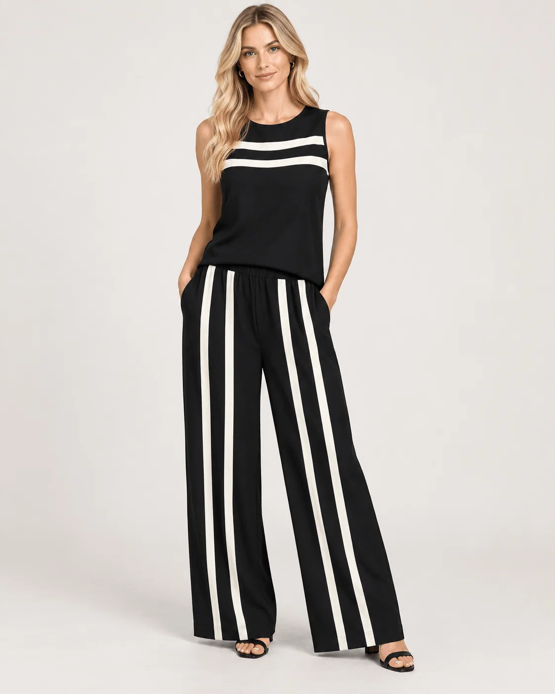 Blusa Sem Manga Recortes Bicolor - Preto — imagem 1