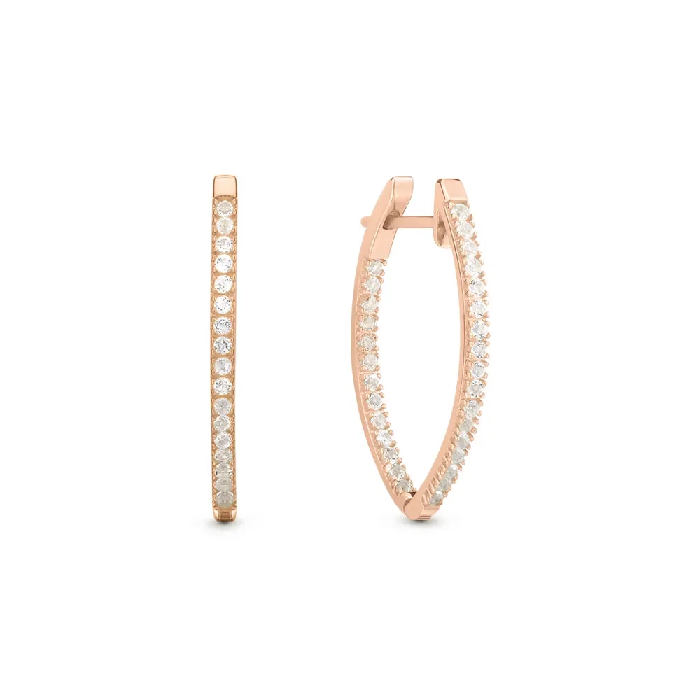 Argola Navete em Ouro Rosé 18k com Topázios Incolores, 38mm — imagem 1