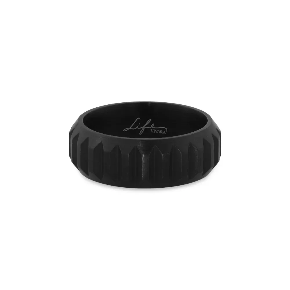 Anel Life Masculino Tratorado em Aço Preto