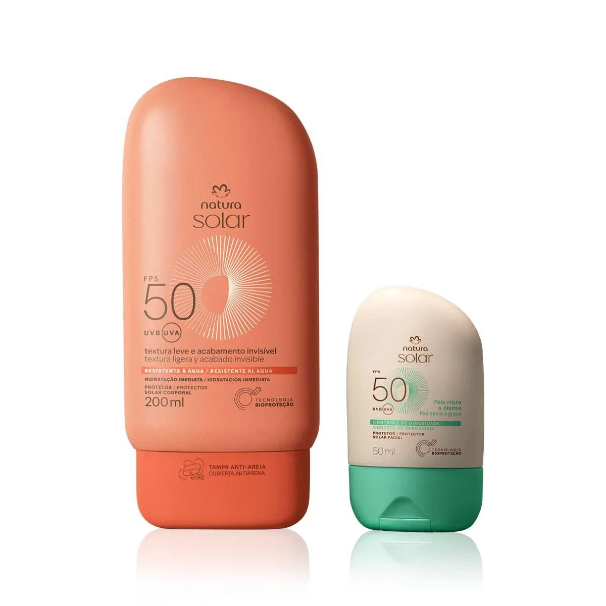 Kit Protetor Solar Facial Pele Mista a Oleosa e Protetor Solar Corporal FPS 50 Natura Solar