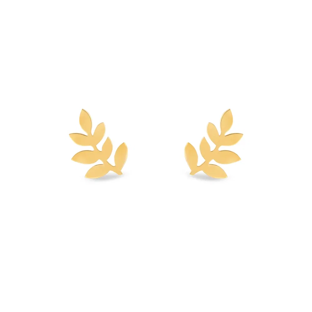 Brinco Gold Leaf em Ouro Amarelo 18k — imagem 1