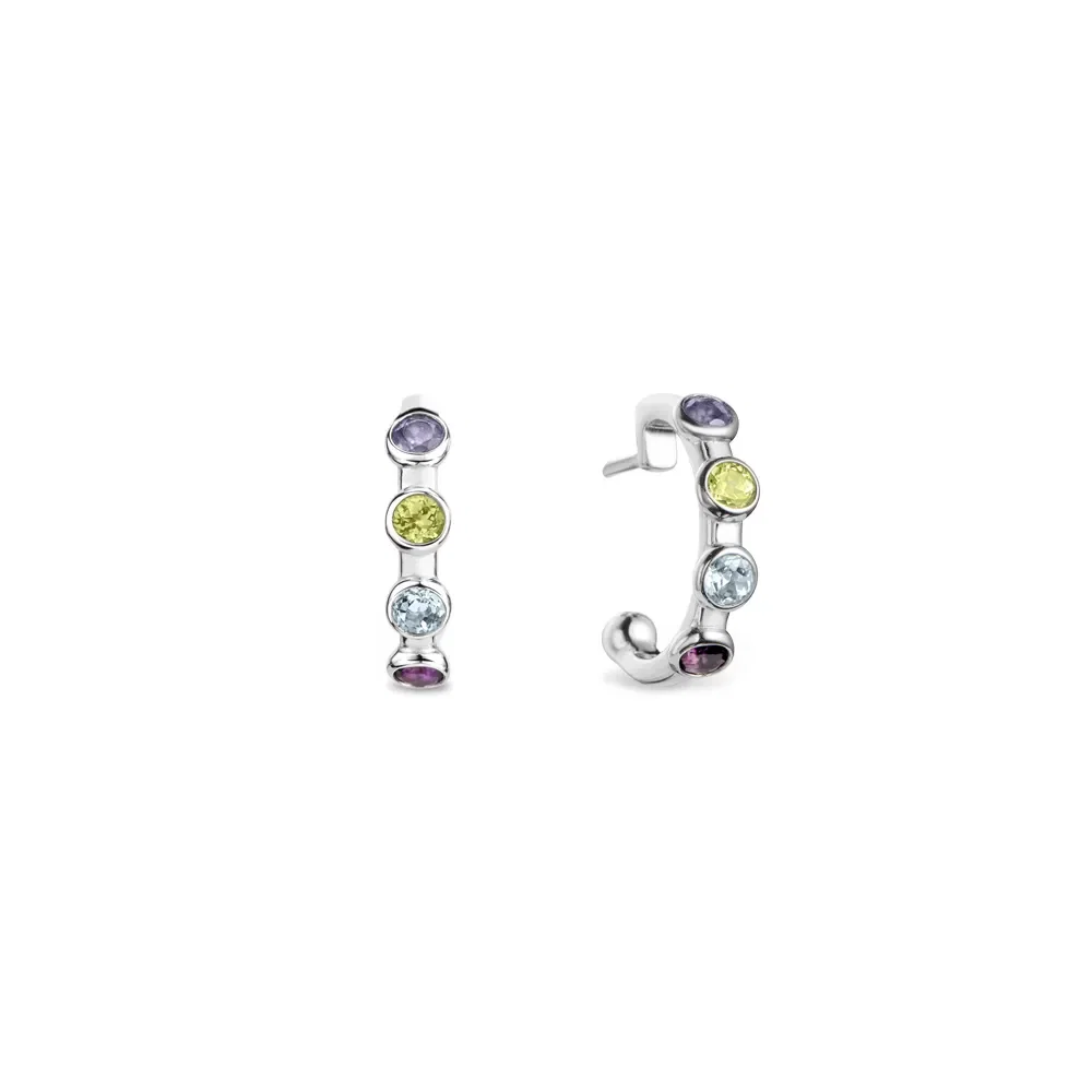 Argola Life Dream em Prata 925 com Iolita Ametista Topázio e Peridoto, 12,2 mm — imagem 1
