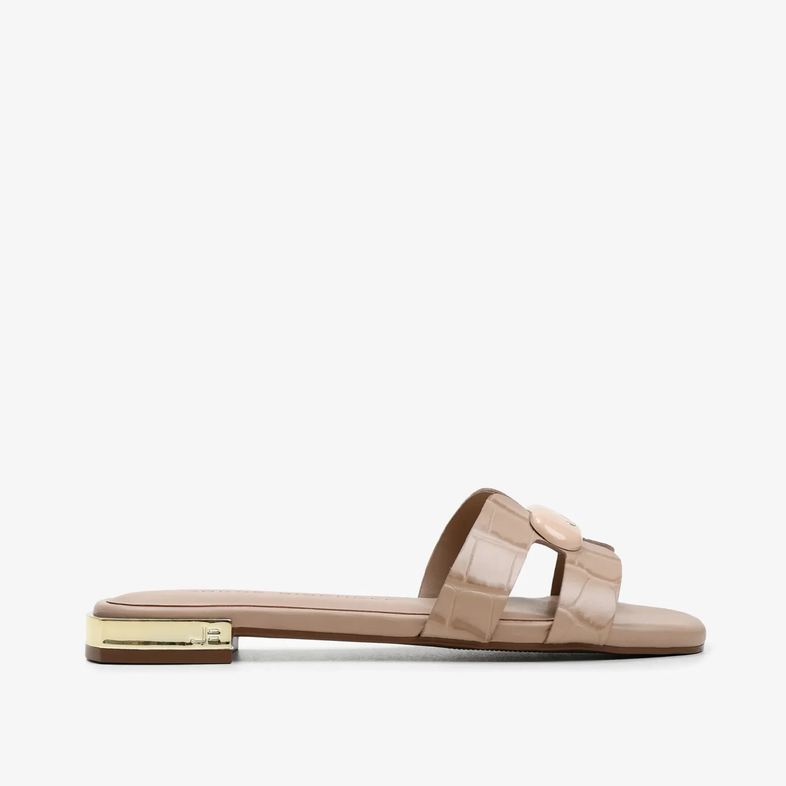 Chinelo Nude Areia Couro Croco — imagem 1