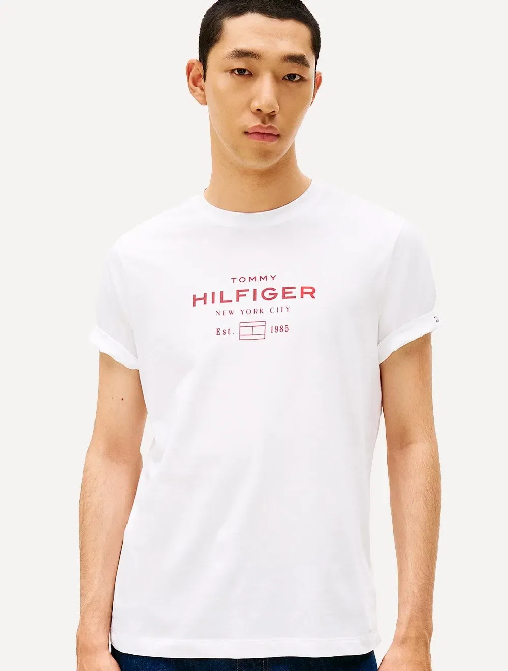 Camiseta Tommy Hilfiger Masculina Center New Stack Branca — imagem 1