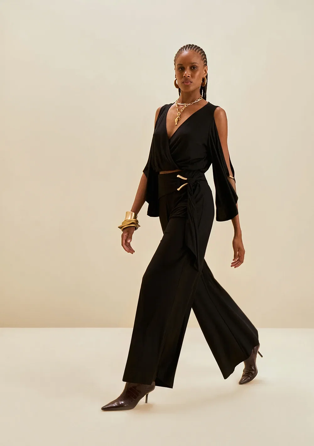 Calça Morena Rosa Pantalona Alta Preto — imagem 1