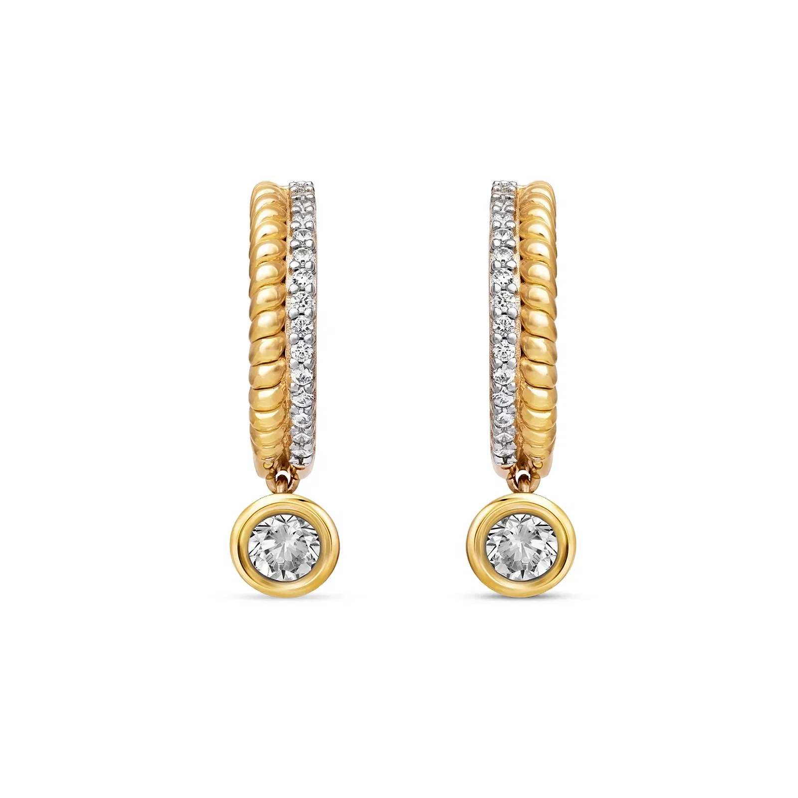Argola Life Lunar em Prata 925 com Banho de Ouro Amarelo e Zircônia Incolor, 30mm — imagem 1