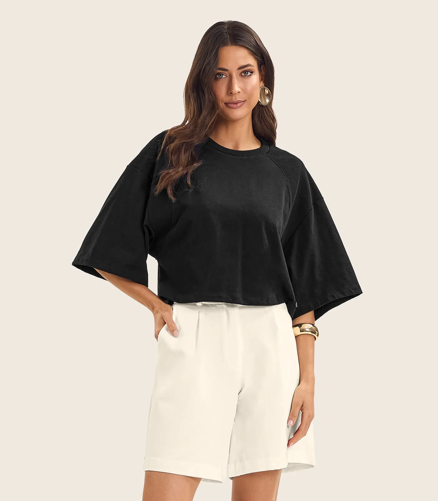 T- Shirt Feminina em Malhão e Ribana Endless Preto