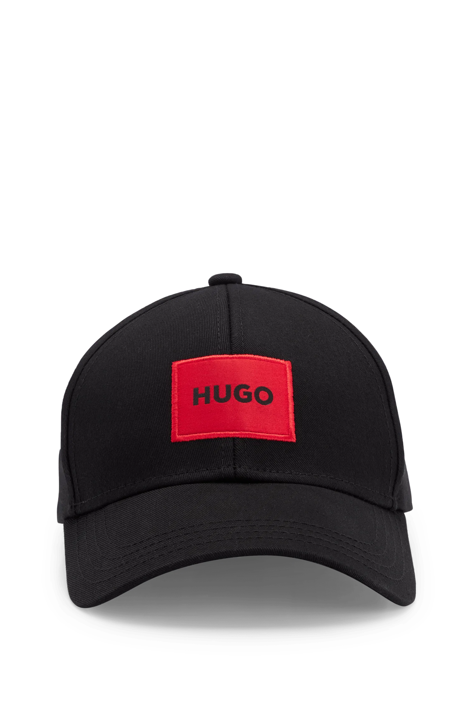 Boné De Sarja De Algodão Com Logotipo Vermelho