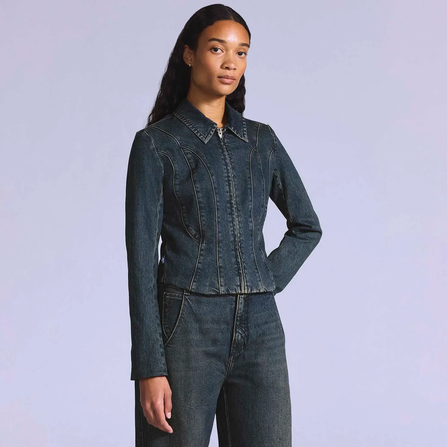 Jaqueta Jeans Levi's® Blue Tab Moto Jacket Lavagem Escura