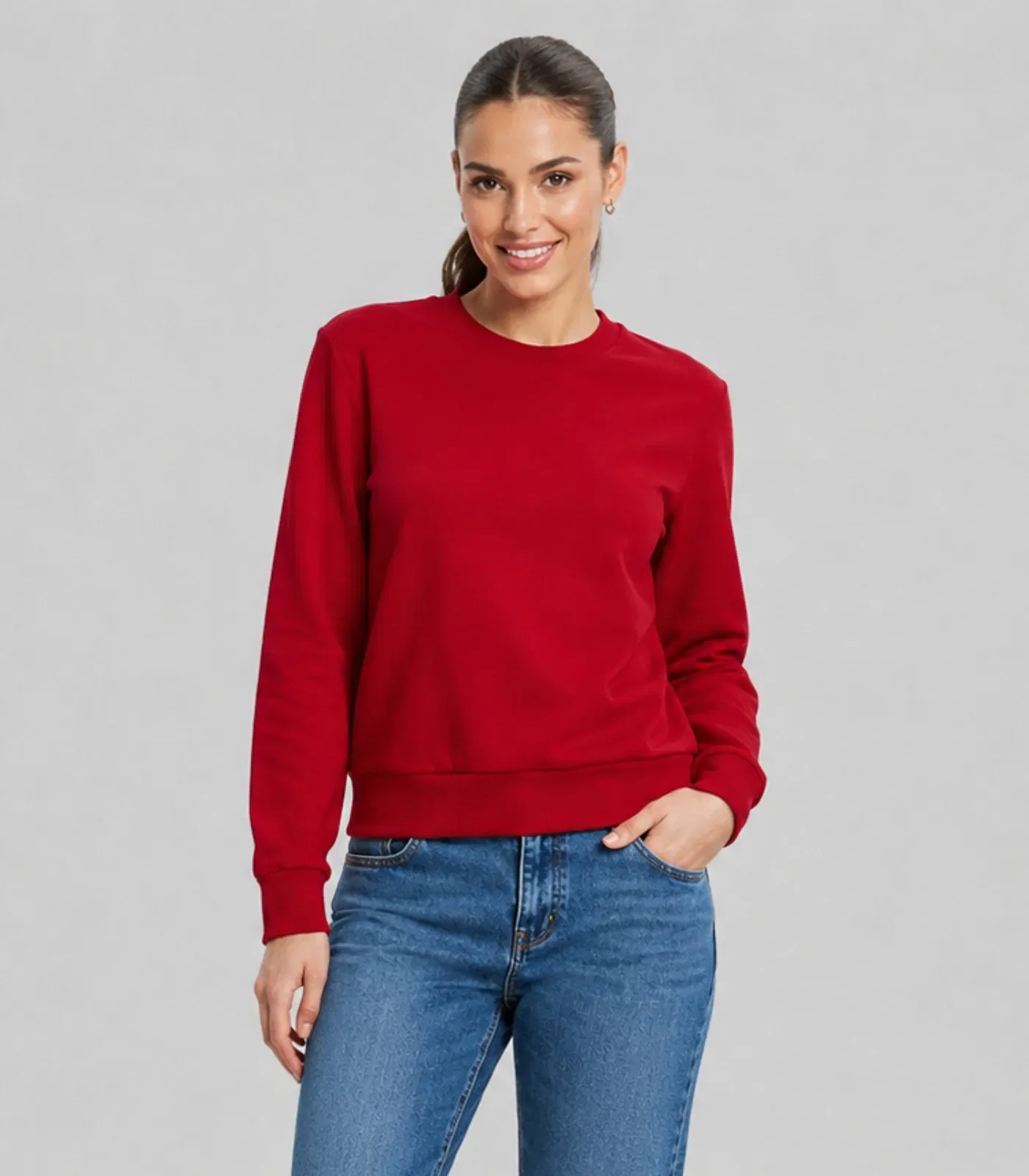 Blusão Feminino Básico Moletom Peluciado Rovitex Vermelho