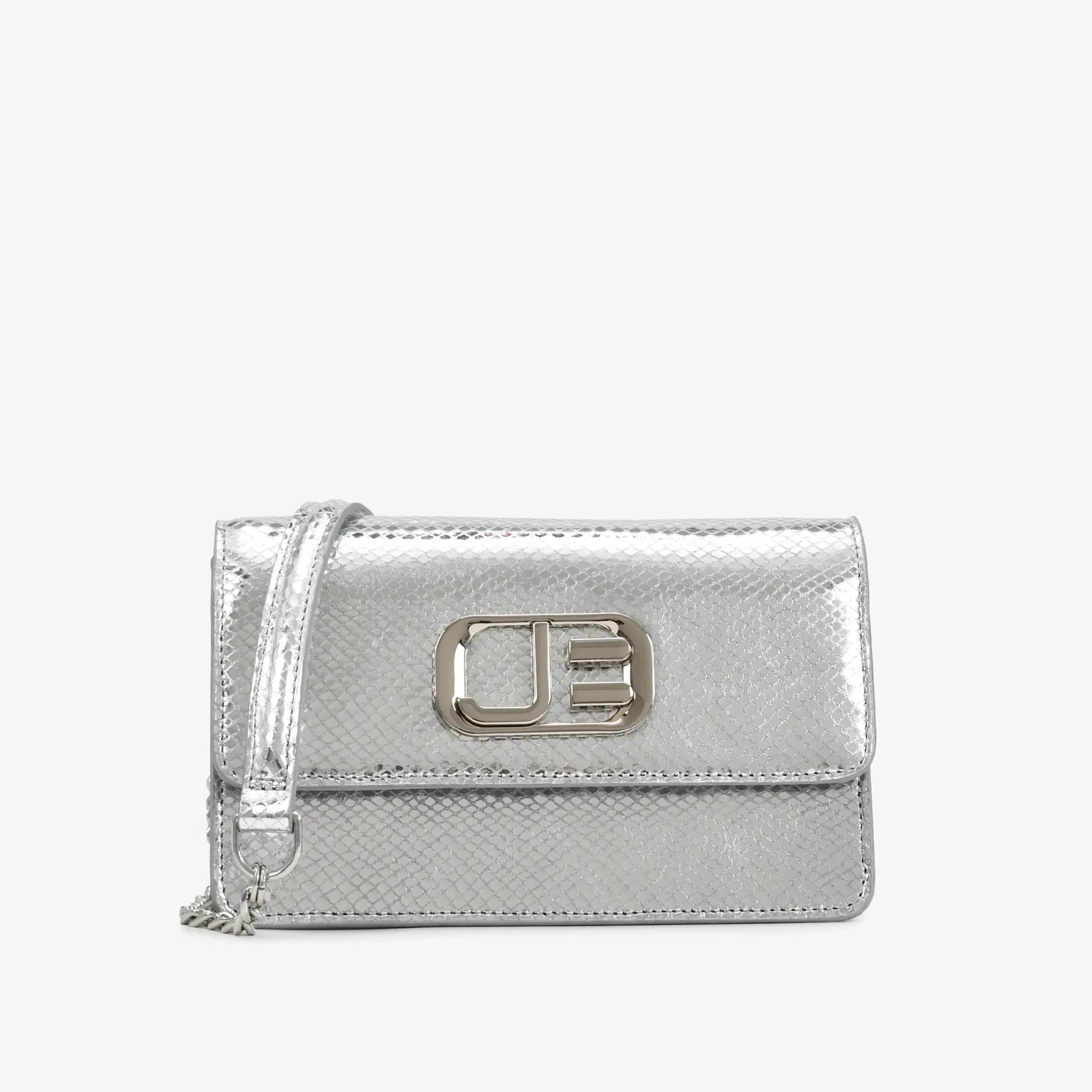 Bolsa Transversal Prata Couro