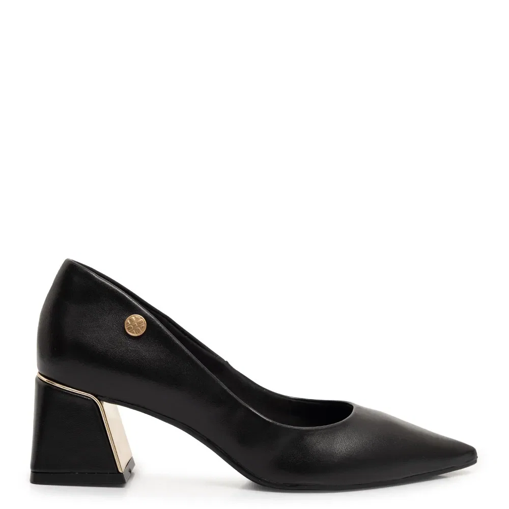 Scarpin Comfort Preto Salto Cromado — imagem 1
