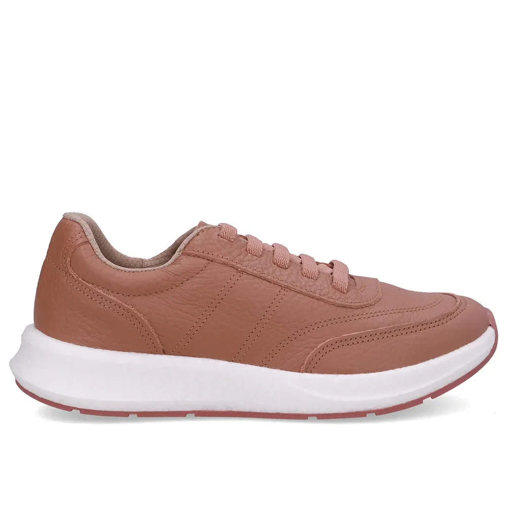 Tênis Couro Rosa Casual Cadarço