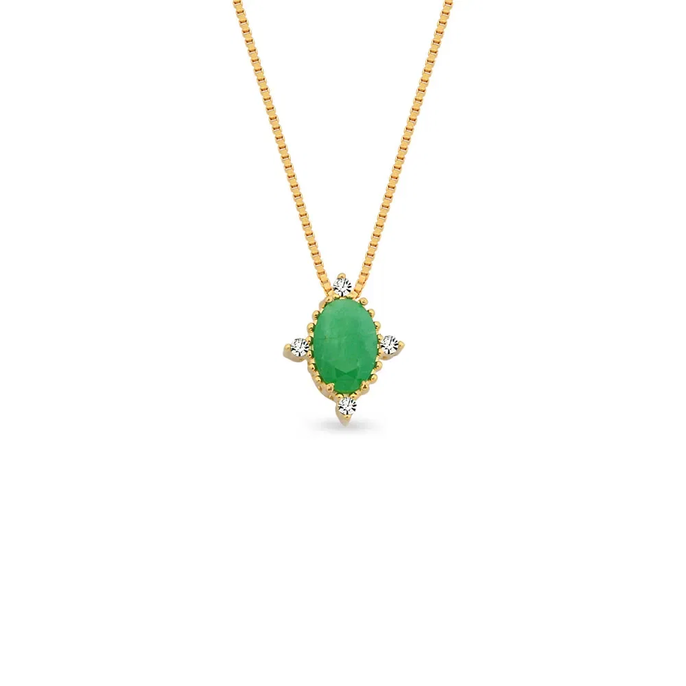 Pingente Dengosa em Ouro Amarelo 18k com Esmeralda e Diamantes, 9mm — imagem 1