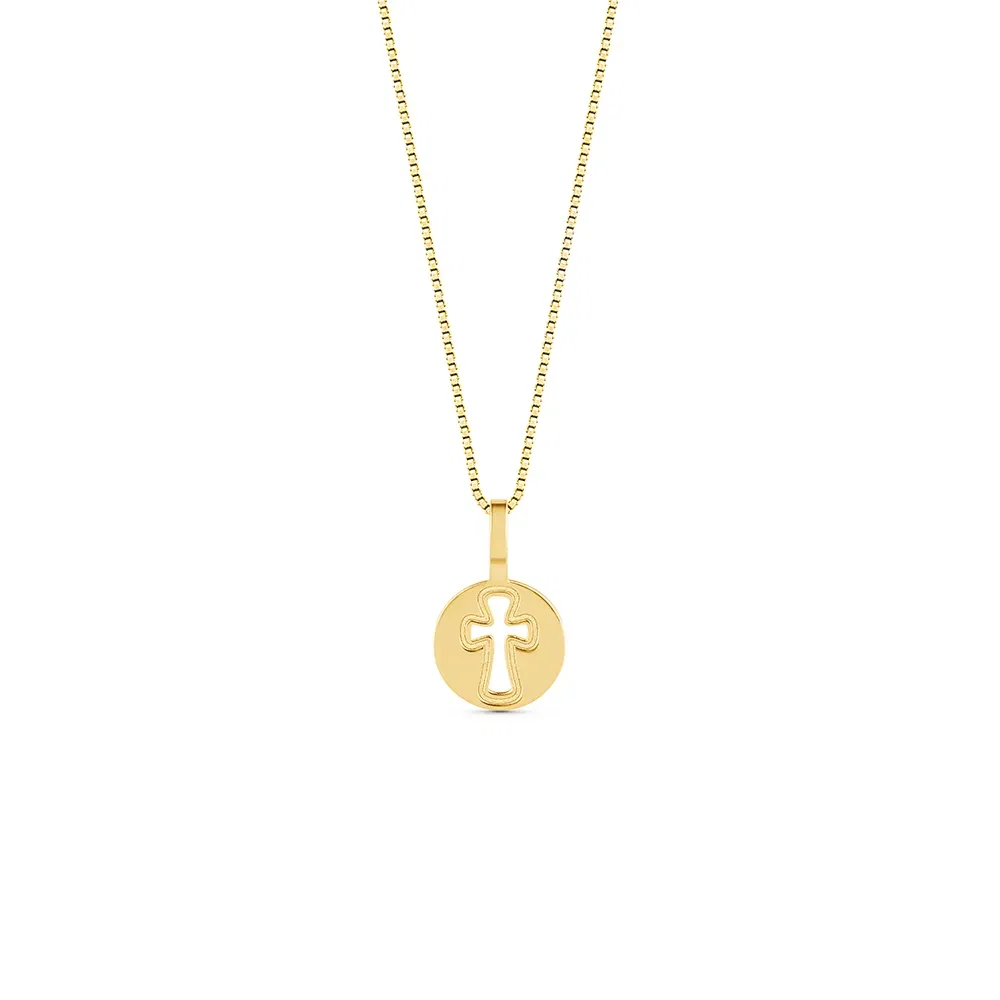 Pingente Medalha Cruz em Ouro Amarelo 18k, 14.2mm — imagem 1