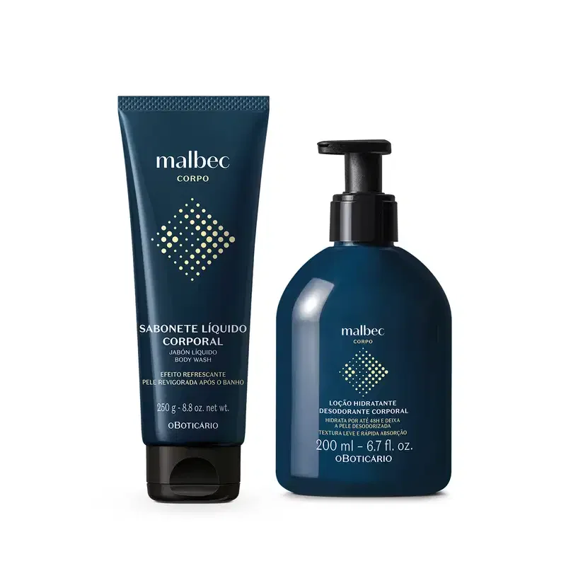 Combo Malbec Cuidados: Loção Corporal 200ml + Sabonete Líquido 250g