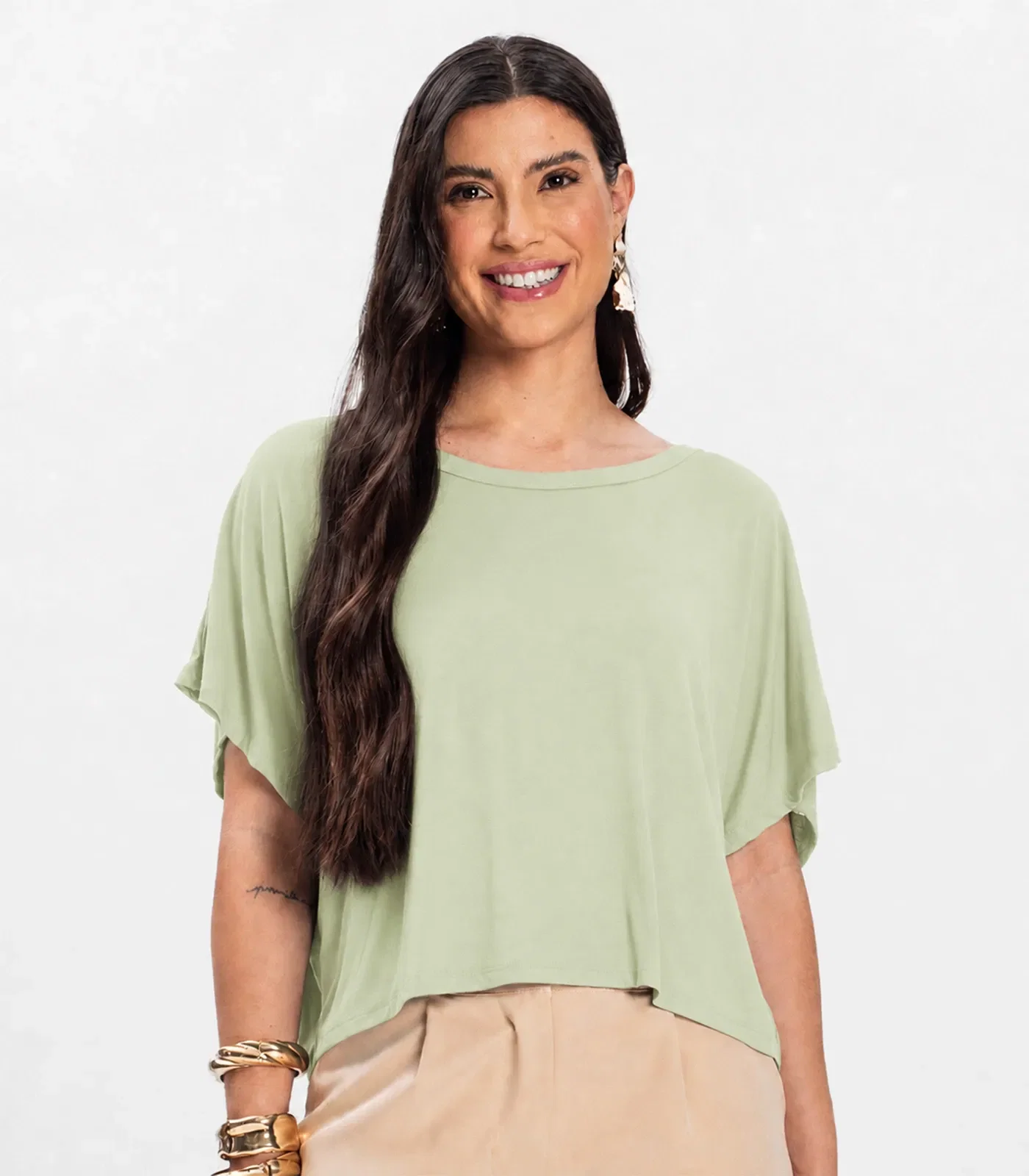 Blusa Feminina com Manga Morcego Rovitex Verde