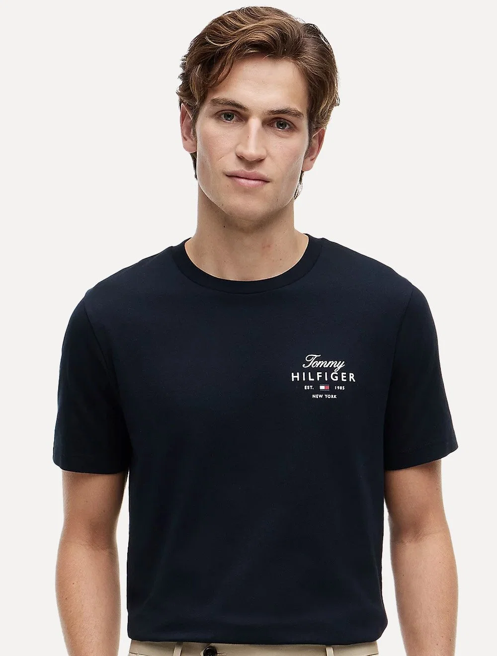 Camiseta Tommy Hilfiger Masculina Brand Love Signature Logo Azul Marinho — imagem 1