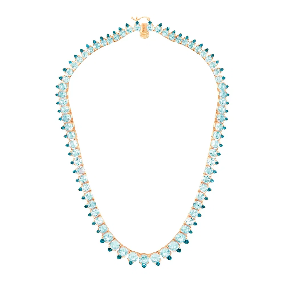 Colar Sirena em Ouro Rosé 18k com Topázios Sky e Topázios London, 38cm — imagem 1