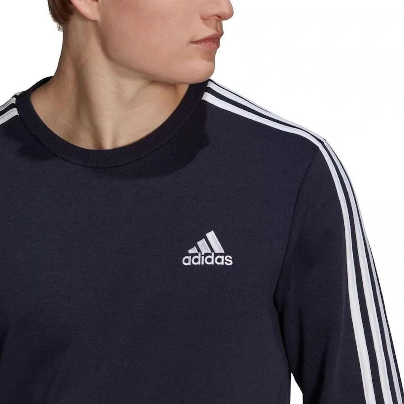 Blusão de Moletom sem Capuz Adidas Essentials 3 Listras - Masculino — imagem 1