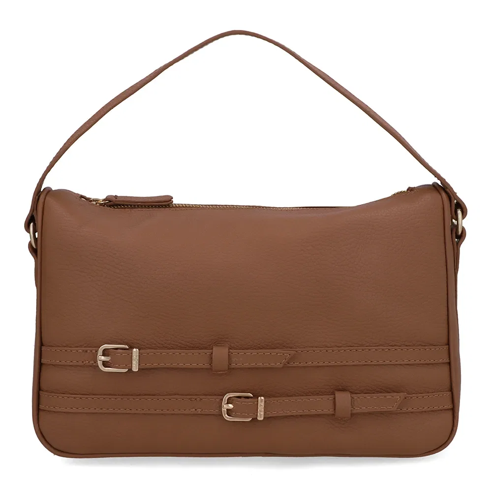 Bolsa Hobo Couro Marrom Tiras