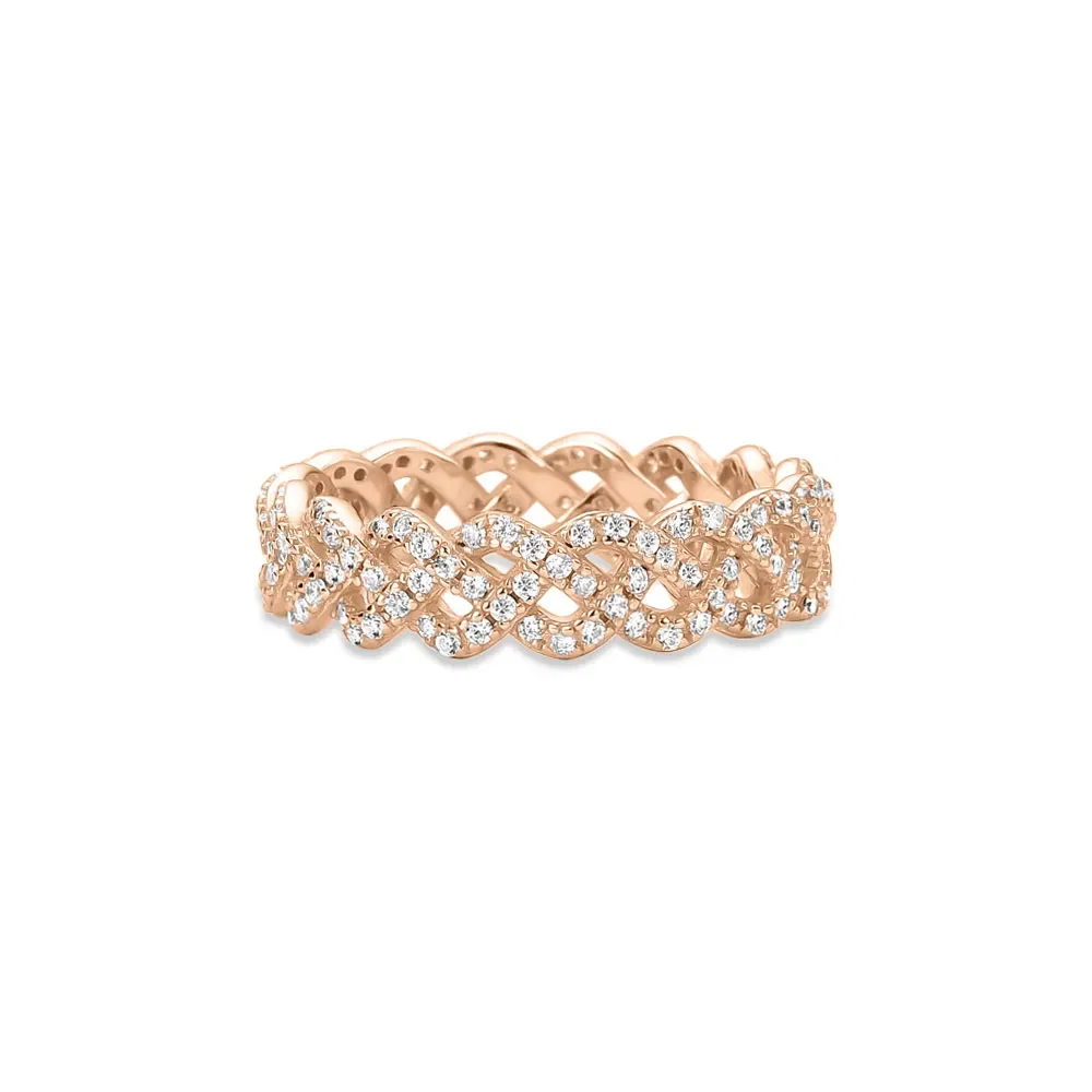 Anel Life Tranças em Liga Rosé com Banho de Ouro Rosé 18k e Pedras Incolores — imagem 1