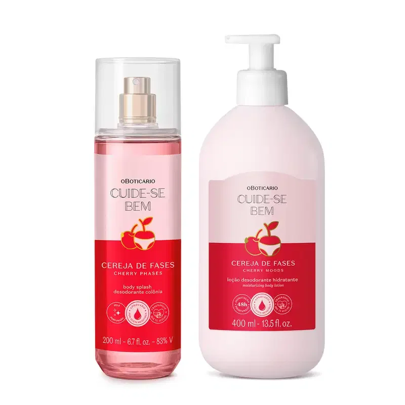 Combo Cuide-se bem Cereja De Fases: Body Splash 200ml + Loção Corporal 400ml