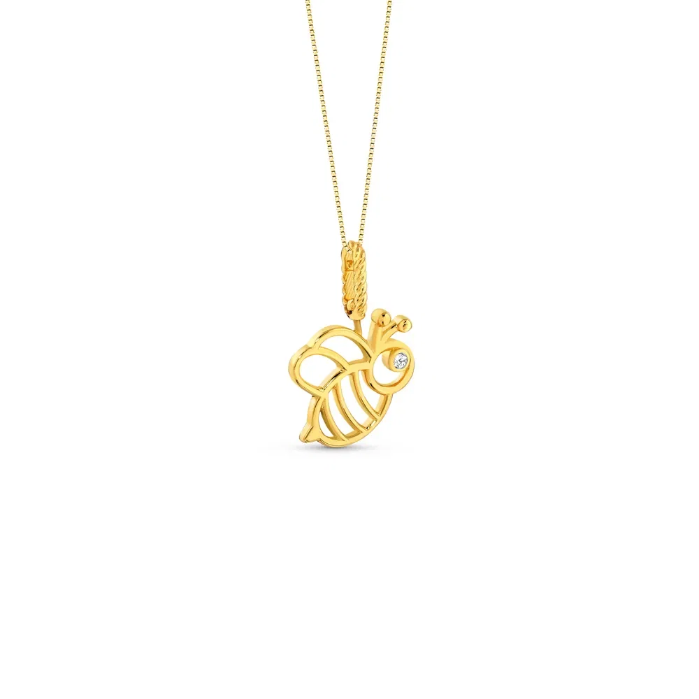 Pingente Lullaby Abelhinha em Ouro Amarelo 18k com Safira Incolor, 17mm — imagem 1