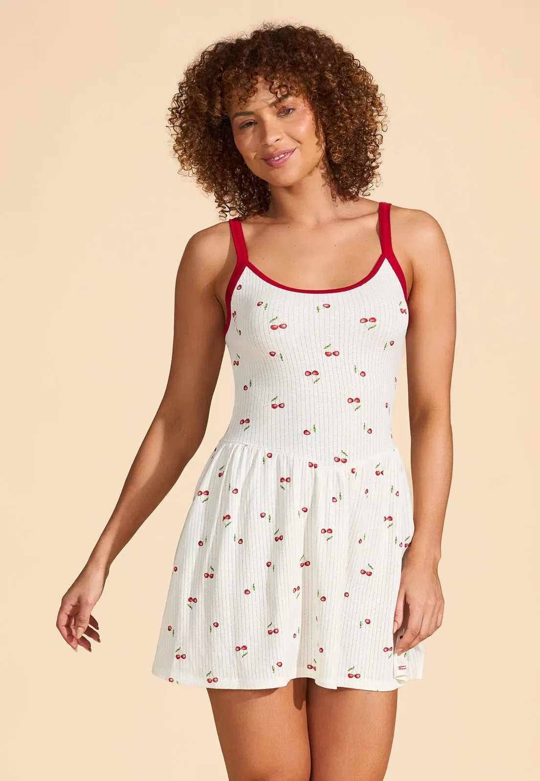 Slip Dress de Malha Canelada Baunilha