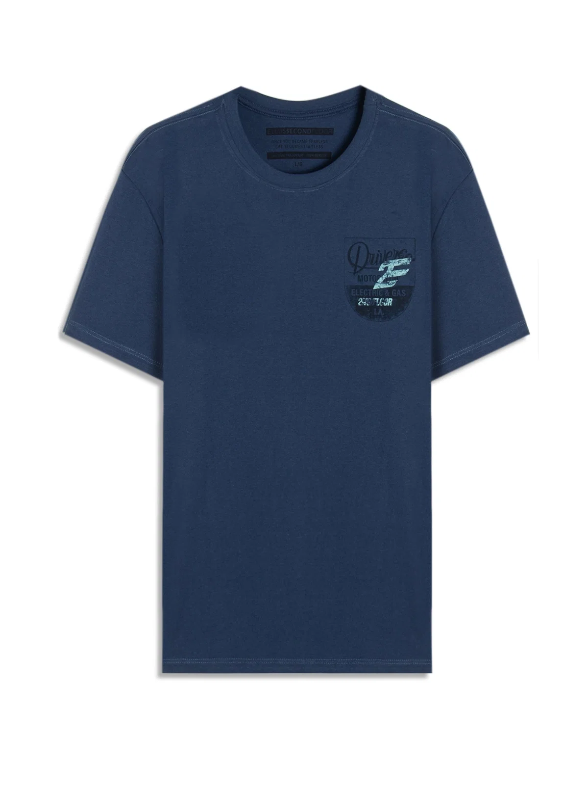 T-Shirt Cotton Fine Motorclub Azul Jeans — imagem 1
