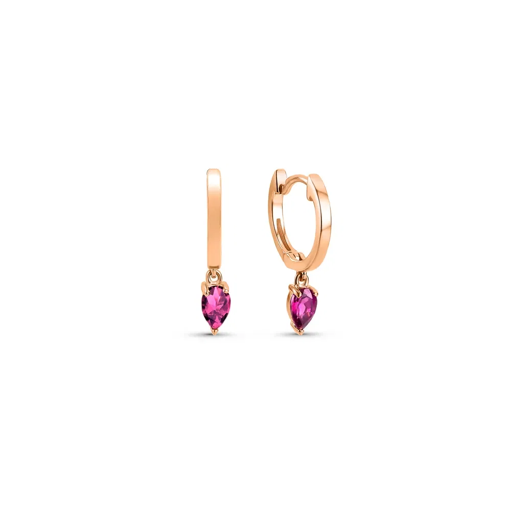 Argola Cores em Ouro Rosé 18k com Rodolita, 19mm — imagem 1