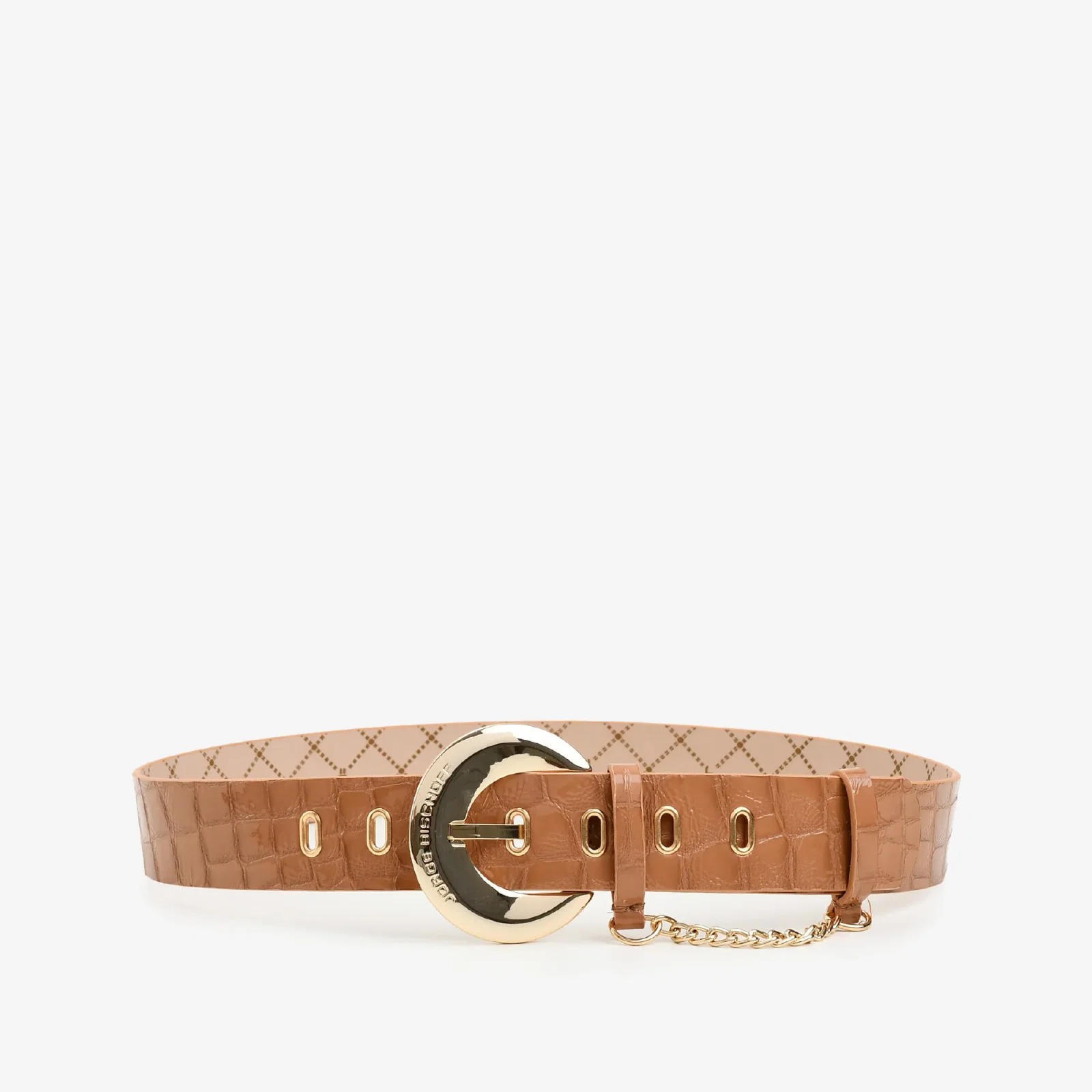 Cinto Largo Caramelo Álamo Couro Croco — imagem 1