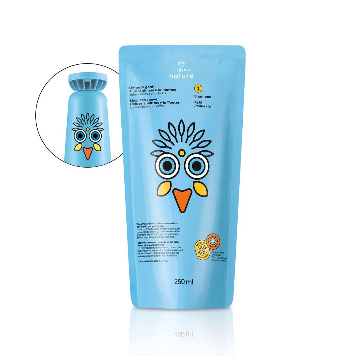 Refil Shampoo para Cabelos Lisos e Ondulados Naturé 250 ml — imagem 1