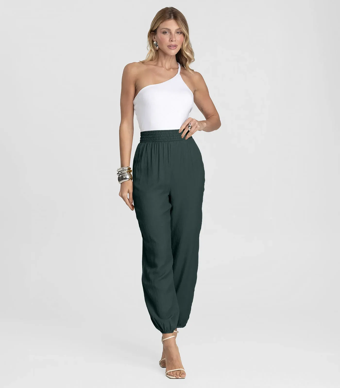 Calça Feminina Aladim em Tecido Viscose Dianna Verde