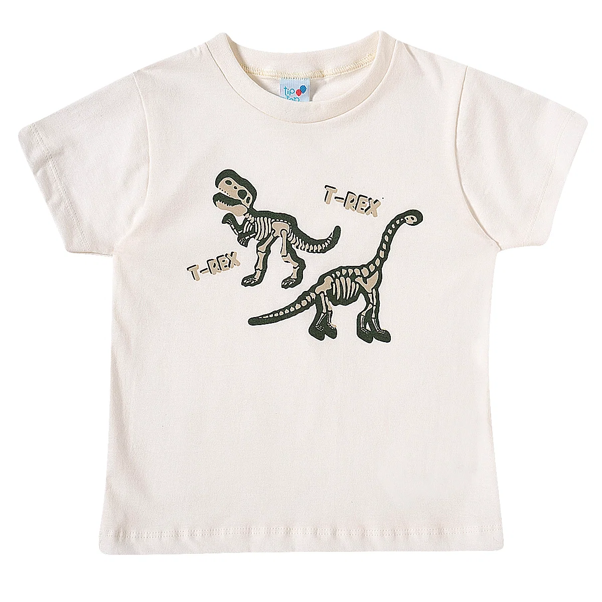 Camiseta Manga Curta Toddler Meia Malha Dino Tip Top