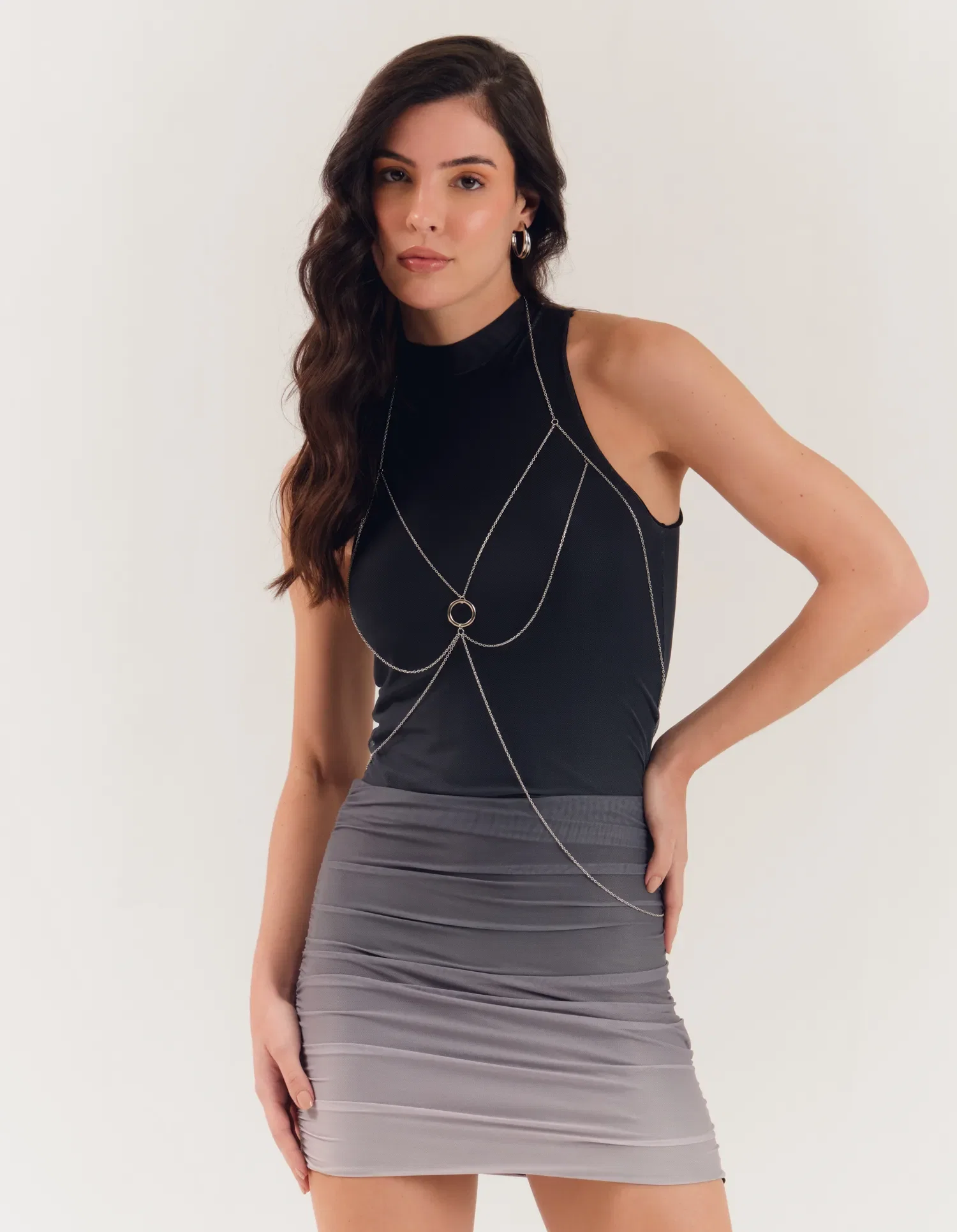 Vestido Tule Degrade - Preto C/ Branco — imagem 1