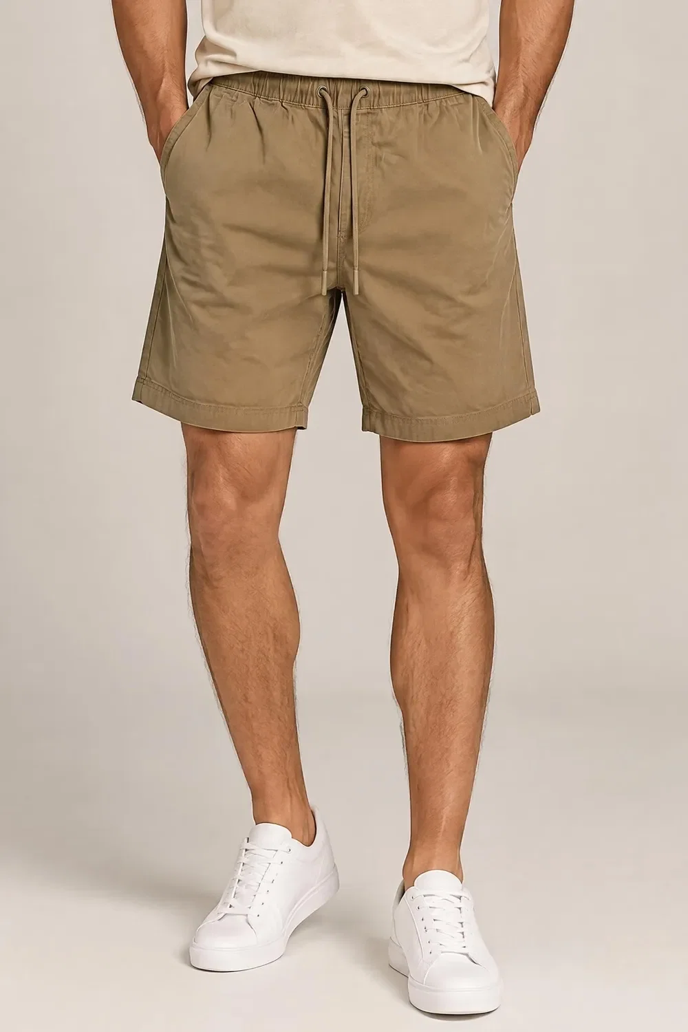 Bermuda Sarja Masculina Cós Elástico Confortável Polo Wear Cáqui